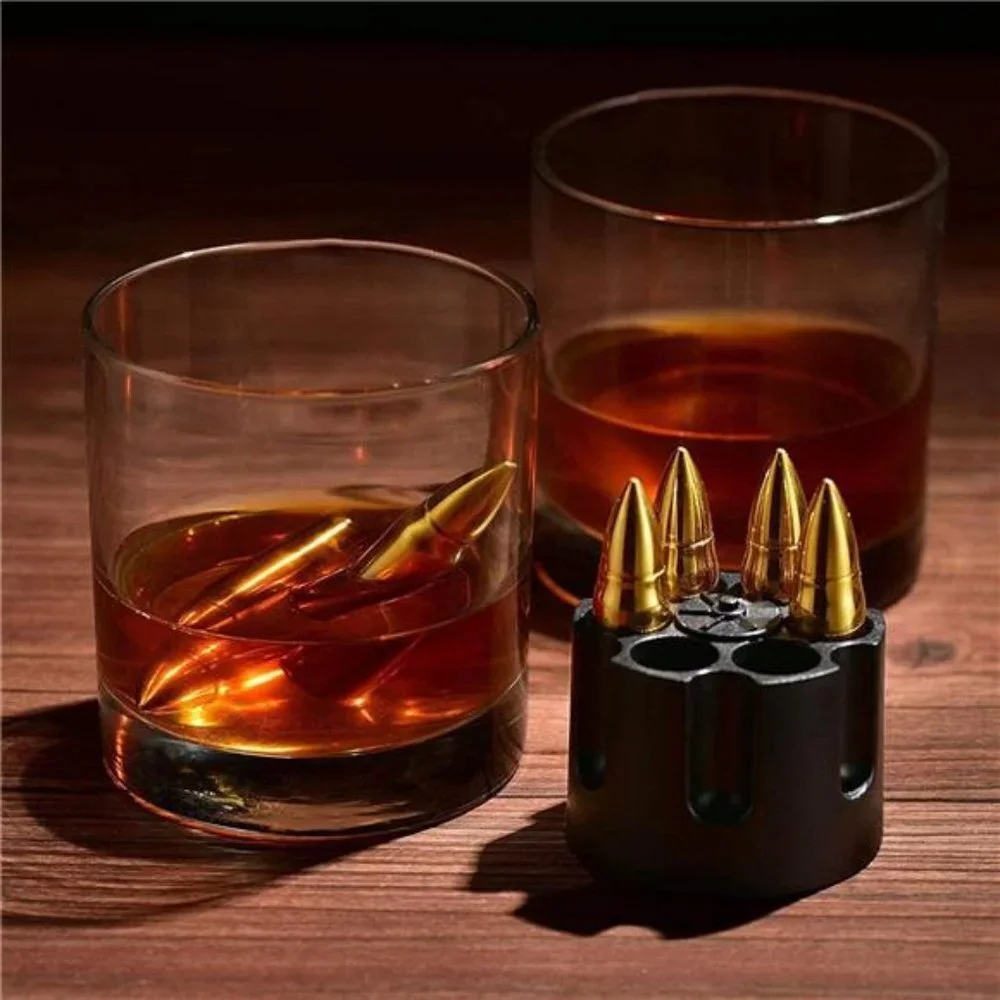 6 PCS Whiskey Stones Bullets, Stainless Steel